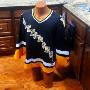 Joey Joe Mullen 90s Pittsburgh Penguins 🐧 away diagonal Starter medium